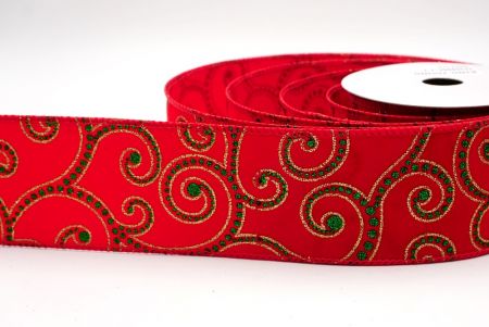 Red_Christmas Glitter Red and Green Assorted Pattern Wired Ribbon_KF9596GC-7-7