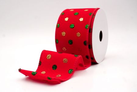 Red_Christmas Glitter Red and Green Assorted Pattern Wired Ribbon_KF9602GC-7-7