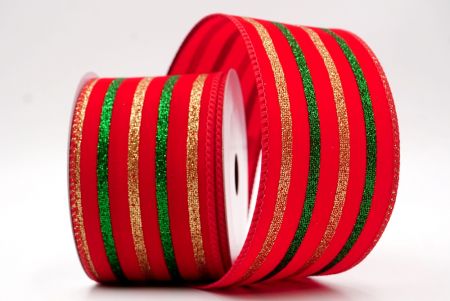 Red_Christmas Glitter Red and Green Assorted Pattern Wired Ribbon_KF9604GC-7-7