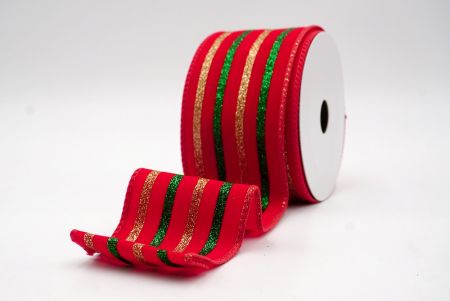 Red_Christmas Glitter Red and Green Assorted Pattern Wired Ribbon_KF9604GC-7-7