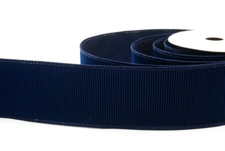 Cinta de alambre de terciopelo azul marino sólido con estrías navideña_KF9605GC-4-4