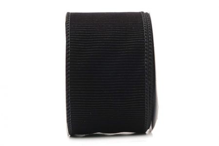 Cinta de alambre de terciopelo negro sólido con estrías navideña_KF9605GC-53