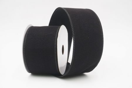 Cinta de alambre de terciopelo negro sólido con estrías navideña_KF9605GC-53