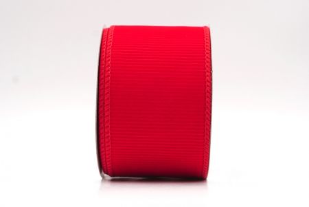 Cinta de alambre de terciopelo rojo sólido con estrías navideña_KF9605GC-7-7