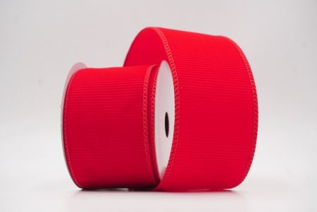 Cinta de alambre de terciopelo rojo sólido con estrías navideña_KF9605GC-7-7