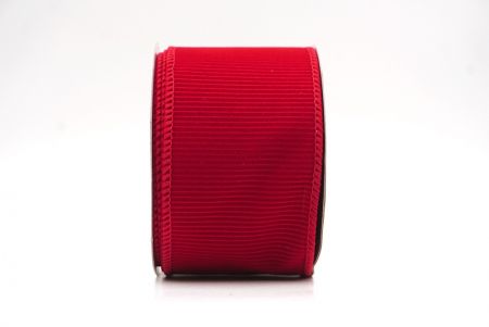 Cinta de alambre de terciopelo rojo oscuro sólido con estrías navideña_KF9605GC-7A-169