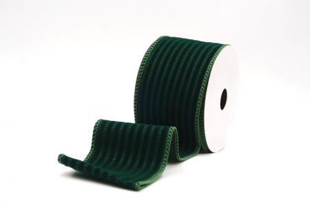 Cinta de alambre de terciopelo con rayas texturizadas verdes_KF9606GC-3-127