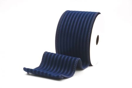 Cinta de alambre de terciopelo con rayas texturizadas azul marino_KF9606GC-4-4