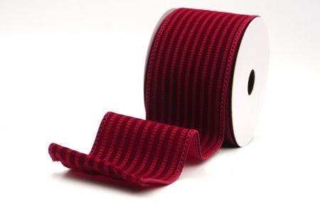 Cinta de alambre de terciopelo con rayas texturizadas burdeos_KF9606GC-8-8