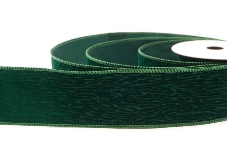 Cinta de alambre texturizada de terciopelo verde con grano de madera_KF9608GC-3-127