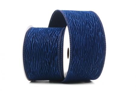 Cinta de alambre texturizada de terciopelo azul marino con grano de madera_KF9608GC-4-4