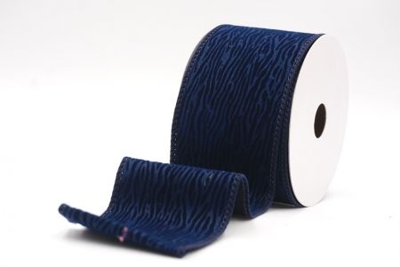Cinta de alambre texturizada de terciopelo azul marino con grano de madera_KF9608GC-4-4