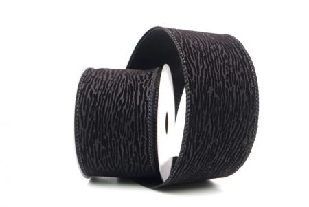 Cinta de alambre texturizada de terciopelo negro con grano de madera_KF9608GC-53-53