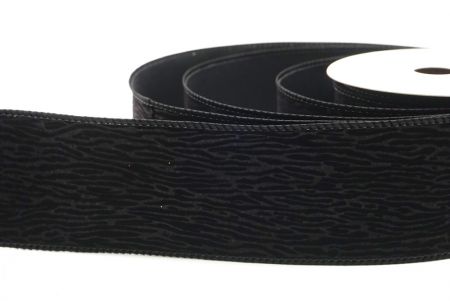 Cinta de alambre texturizada de terciopelo negro con grano de madera_KF9608GC-53-53
