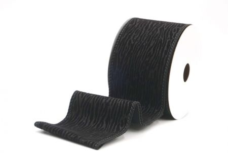 Cinta de alambre texturizada de terciopelo negro con grano de madera_KF9608GC-53-53
