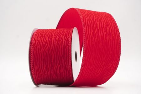 Cinta de alambre texturizada de terciopelo rojo oscuro con grano de madera_KF9608GC-7A-169