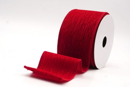 Cinta de alambre texturizada de terciopelo rojo oscuro con grano de madera_KF9608GC-7A-169