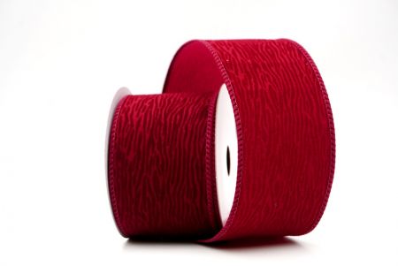 Cinta de alambre texturizada de terciopelo burdeos con grano de madera_KF9608GC-8-8