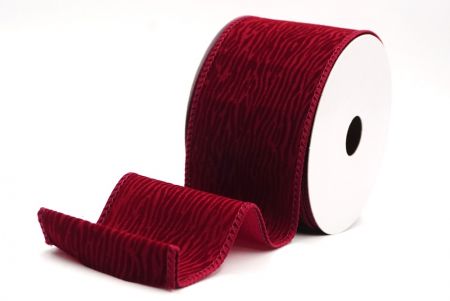 Cinta de alambre texturizada de terciopelo burdeos con grano de madera_KF9608GC-8-8
