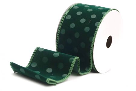 Cinta de terciopelo verde con lunares_KF9609GC-3-127