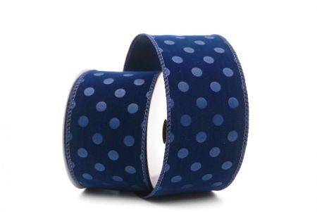 Cinta de terciopelo azul con lunares_KF9609GC-4-4