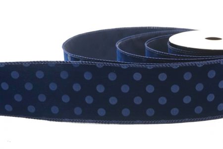 Cinta de terciopelo azul con lunares_KF9609GC-4-4