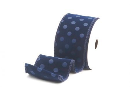 Cinta de terciopelo azul con lunares_KF9609GC-4-4