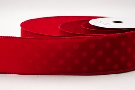 Cinta de terciopelo rojo oscuro con lunares_KF9609GC-7A-169