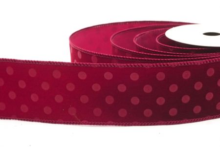 Cinta de terciopelo burdeos con lunares_KF9609GC-8-8