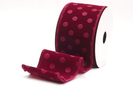 Cinta de terciopelo burdeos con lunares_KF9609GC-8-8