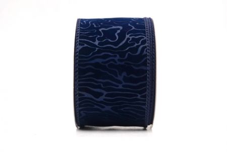 Cinta de alambre de terciopelo con onda abstracta en azul marino_KF9610GC-4-4