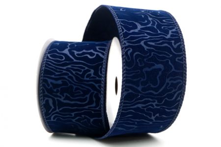 Cinta de alambre de terciopelo con onda abstracta en azul marino_KF9610GC-4-4