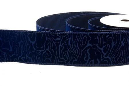 Cinta de alambre de terciopelo con onda abstracta en azul marino_KF9610GC-4-4