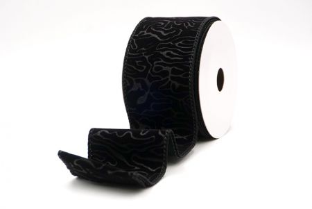 Cinta de alambre de terciopelo con onda abstracta en negro_KF9610GC-53-53