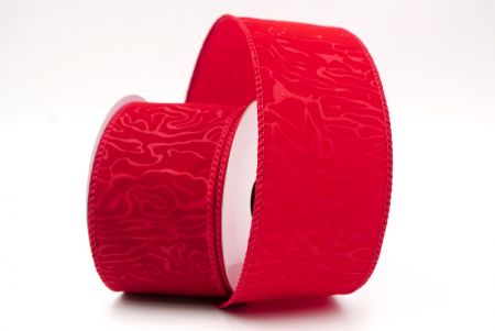 Cinta de alambre de terciopelo con onda abstracta en rojo oscuro_KF9610GC-7A-169