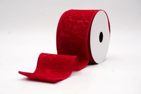 Cinta de alambre de terciopelo con onda abstracta en rojo oscuro_KF9610GC-7A-169