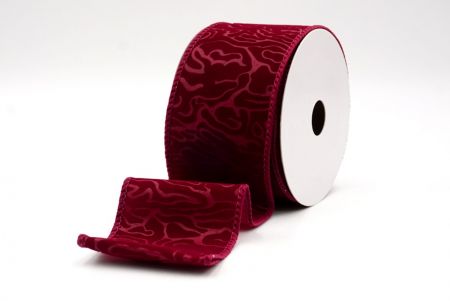 Cinta de alambre de terciopelo con onda abstracta en burdeos_KF9610GC-8-8