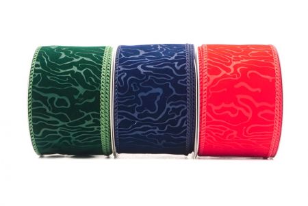 Abstract Wave Velvet Wired Ribbon - Abstract Wave Velvet Wired Ribbon