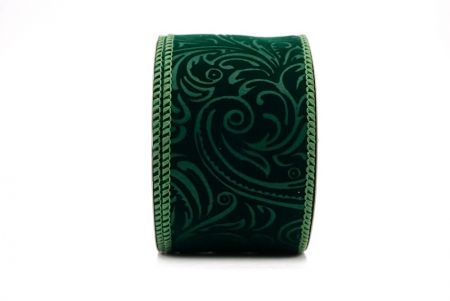 Cinta de Raso Verde Estilo Barroco con Alambre_KF9611GC-3-127