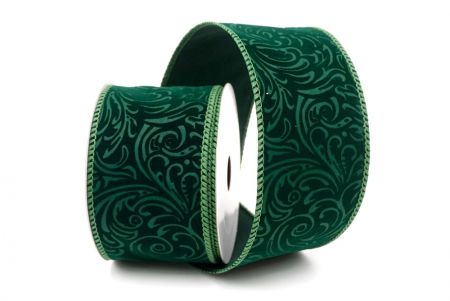 Cinta de Raso Verde Estilo Barroco con Alambre_KF9611GC-3-127