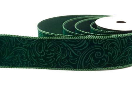 Cinta de Raso Verde Estilo Barroco con Alambre_KF9611GC-3-127