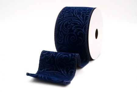 Cinta de Raso Azul Marino Estilo Barroco con Alambre_KF9611GC-4-4