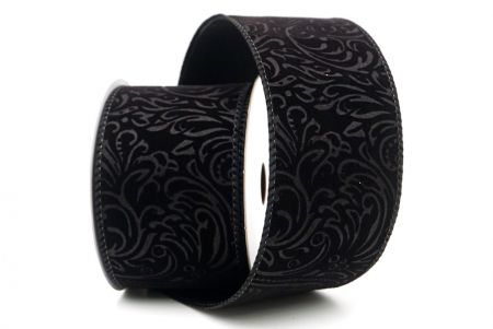 Cinta de Raso Negra Estilo Barroco con Alambre_KF9611GC-53-53