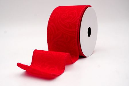 Cinta de Raso Roja Estilo Barroco con Alambre_KF9611GC-7-7