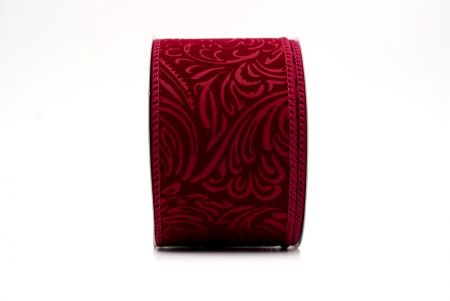 Cinta de Raso Burdeos Estilo Barroco con Alambre_KF9611GC-8-8