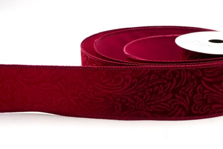 Cinta de Raso Burdeos Estilo Barroco con Alambre_KF9611GC-8-8