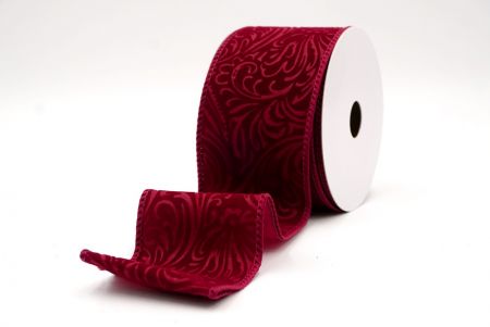 Cinta de Raso Burdeos Estilo Barroco con Alambre_KF9611GC-8-8
