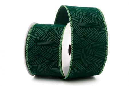 Green_Hatch Pattern Velvet Wired Ribbon_KF9612GC-3-127