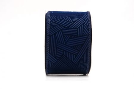 Navy Blue_Hatch Pattern Velvet Wired Ribbon_KF9612GC-4-4