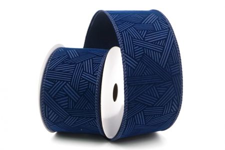 Navy Blue_Hatch Pattern Velvet Wired Ribbon_KF9612GC-4-4